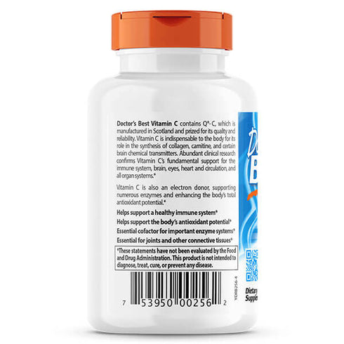 Image of the side of the bottle of Vitamin C with Q-C 120caps showing directions of use